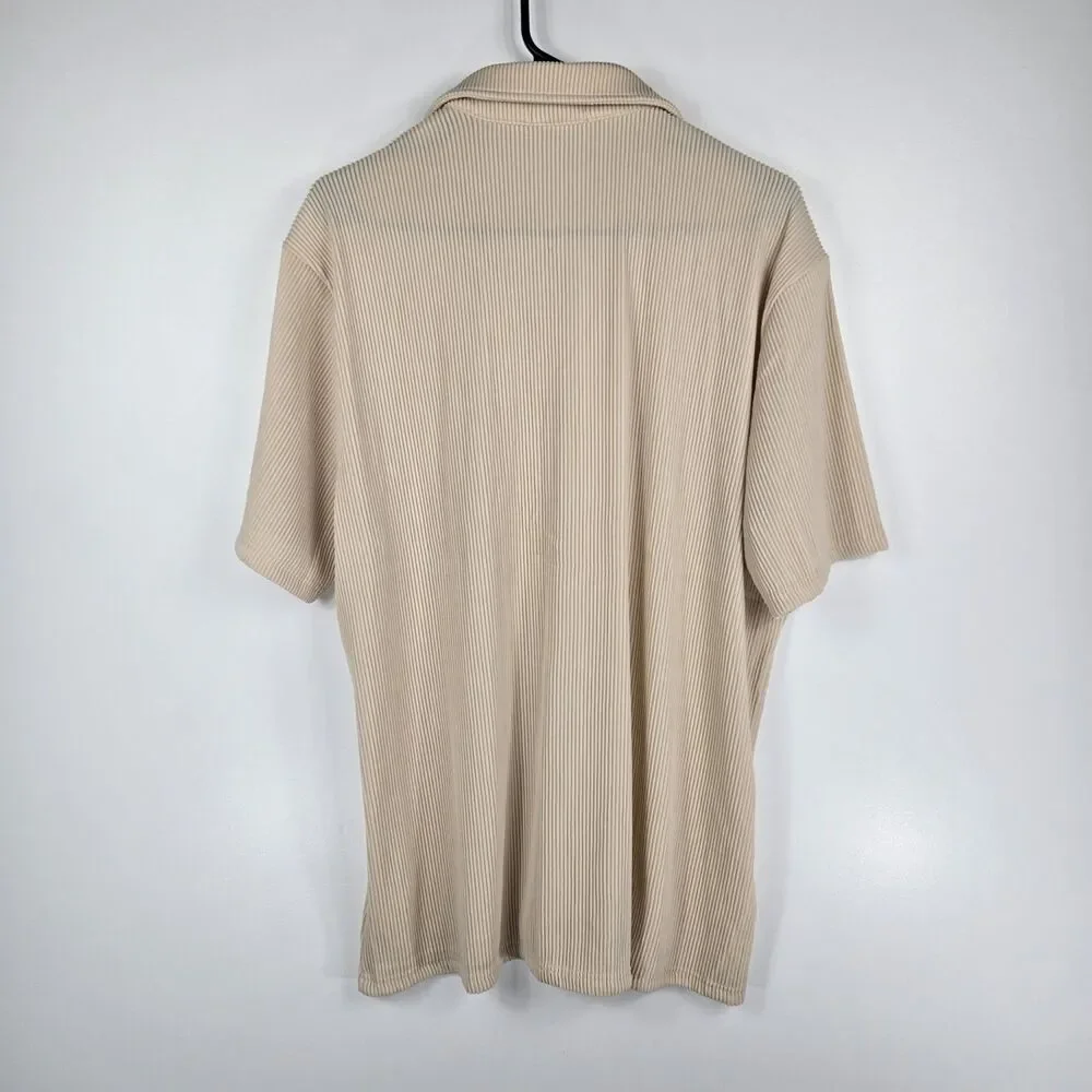 Coofandy Men's Size Large Beige Shirt & Pants‎ Set Ribbed 2 Pieces NWT